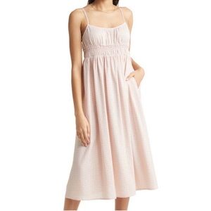 Treasure & Bond Gingham Midi Dress Spaghetti Strap Cottagecore Coquette